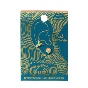 Yellow Owl Workshop - CURIO Hummingbird & Flower Earrings | Mismatched Gold Studs
