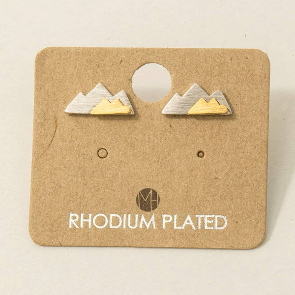 Fame Accessories - Two Toned Mountain Stud Earrings