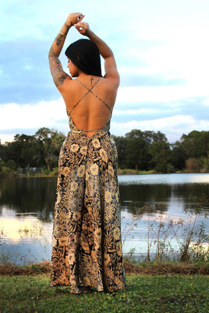 Boho Halter Maxi Dress with long tassel wrap