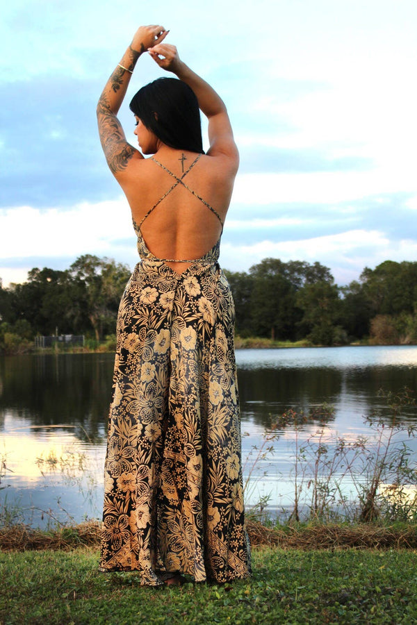Boho Halter Maxi Dress with long tassel wrap