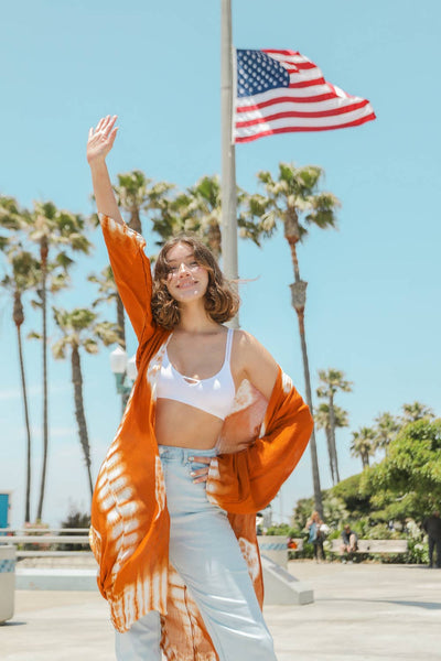 Boho Vibes Tie-Dye Longline Wrap Kimono