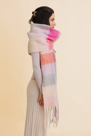 Green Oversized Fringe Scarf