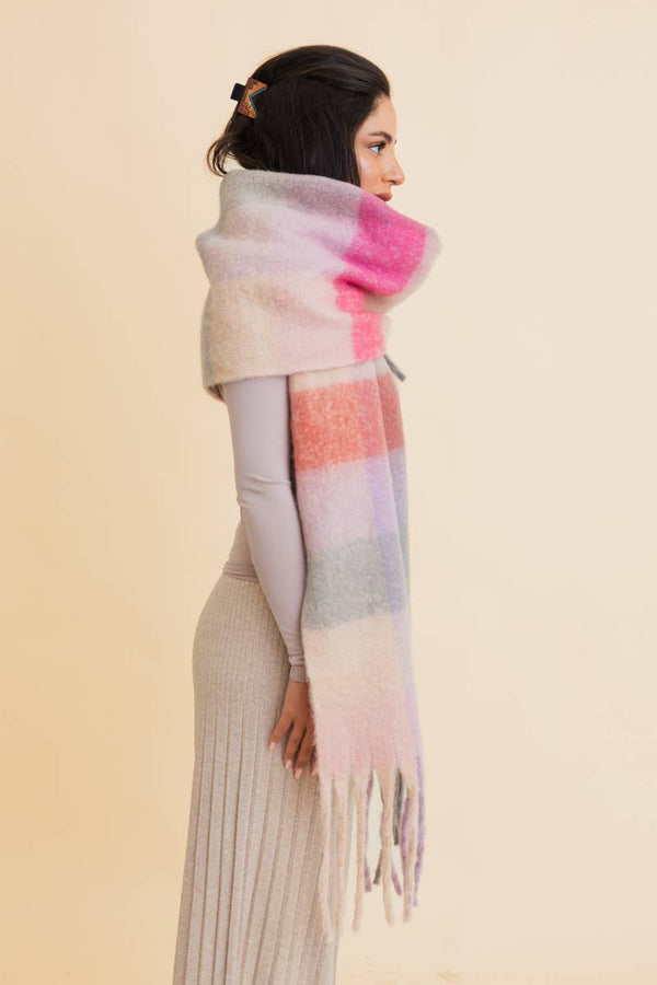Green Oversized Fringe Scarf