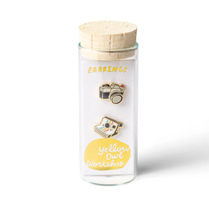 Yellow Owl Workshop - Cameras Earrings | Gold Polaroid Mismatched Studs