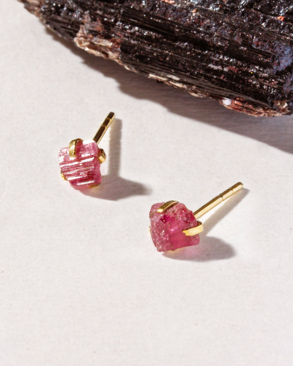 October Birthstone Post Earrings - Pink Tourmaline