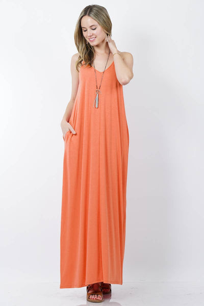 42POPS - ,,,,,...42POPS Maxi Dress w/ adjustable strap & pockets: XL / IVORY/BLACK-81678