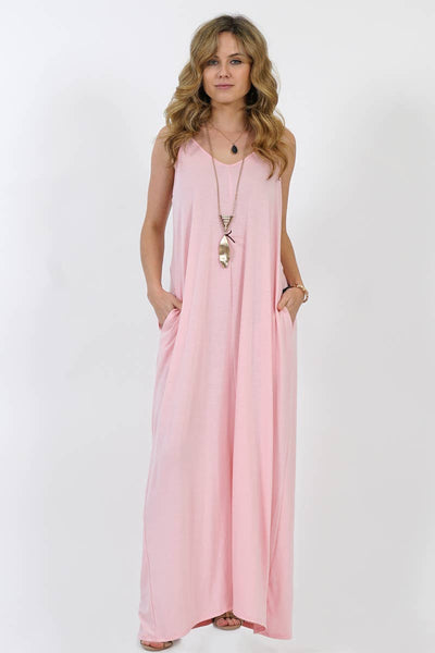 42POPS - ,,,,,...42POPS Maxi Dress w/ adjustable strap & pockets: S / IVORY/BLACK-81678