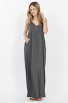 42POPS - ,,,,,...42POPS Maxi Dress w/ adjustable strap & pockets: S / IVORY/BLACK-81678