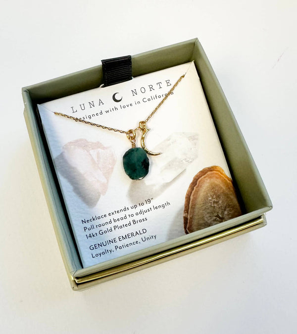 May Birthstone Celestial Necklace - Emerald