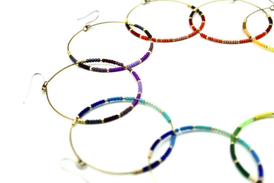 Ombré Hoop Earrings - Woven Seed Beads