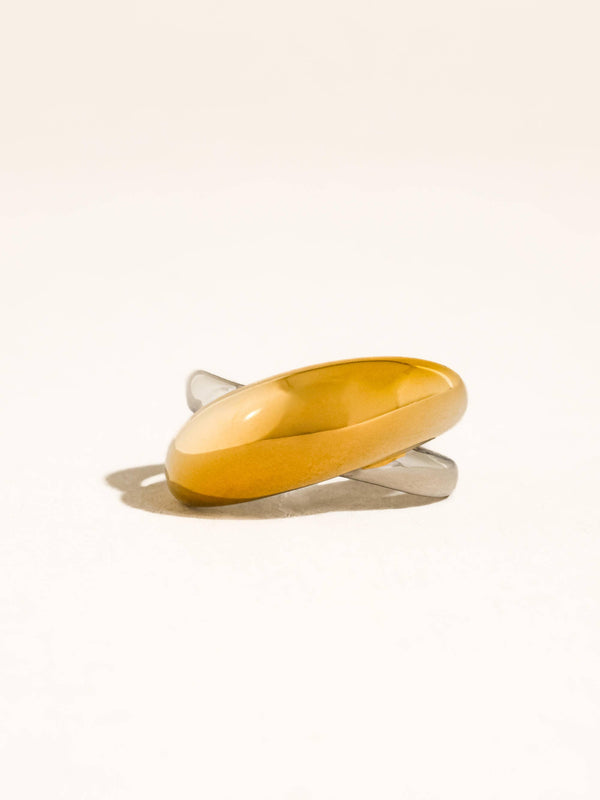 Almare Non-Tarnish Two Tone Dome Band Ring