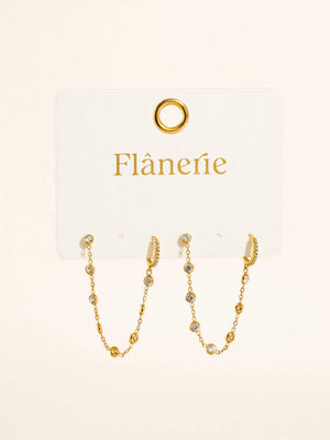 Flânerie by MAIQ - Daffira 18K Gold Non-Tarnish Crystal Chain Link Earrings