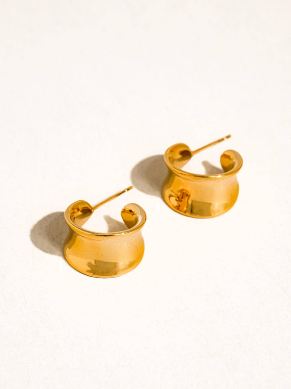 Yvaine Gold Non-Tarnish Wide Dome Hoop Earrings