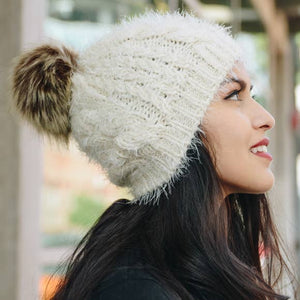 Cable Knit Pom Pom Beanie