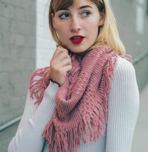 Leto Accessories - Pointelle Fringe Infinity Scarf - Fall Favorite: Mocha