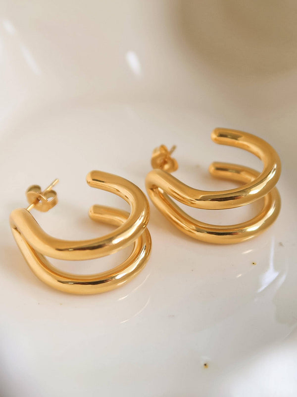 Lucille Non-Tarnish Double C Hoop Earring