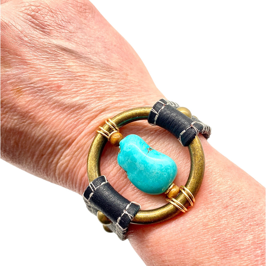 Natural Stone-Leather Bracelet