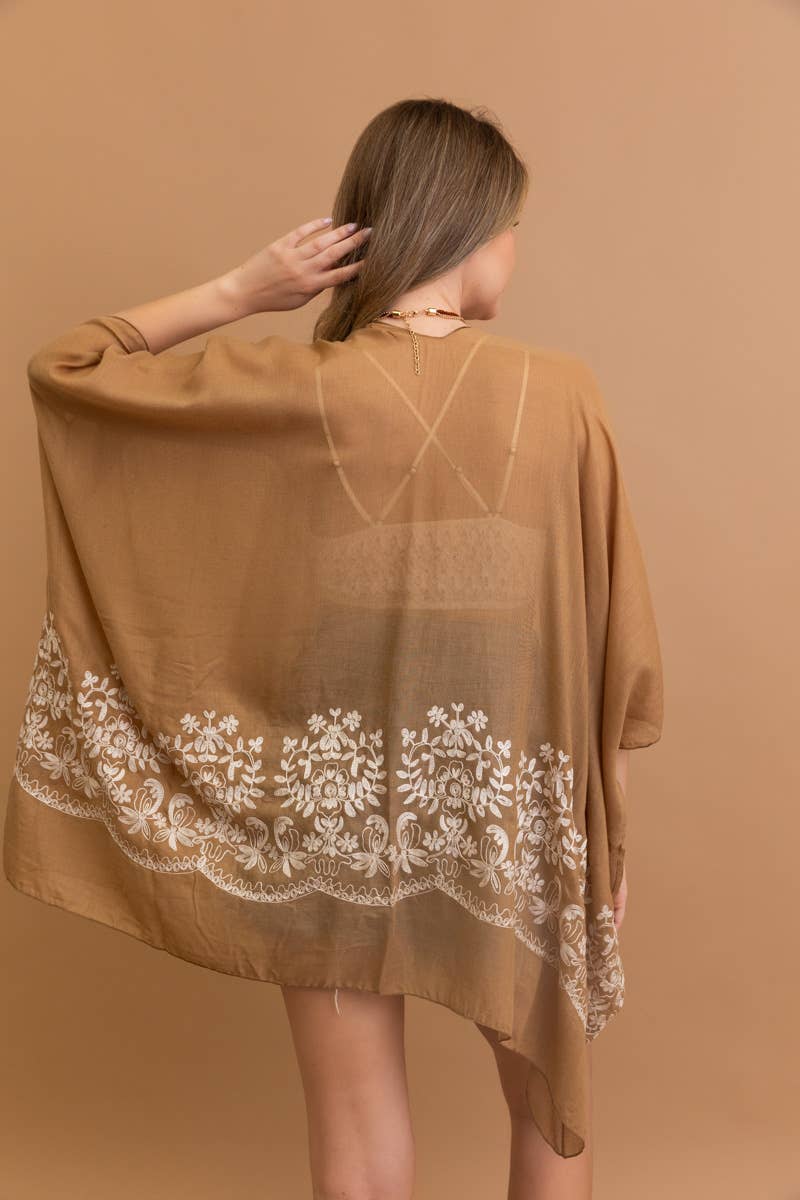 Boho Chic Floral Embroidered Kimono | Stitch Detail 🌼