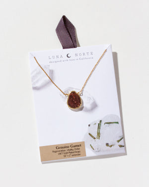 Luna Norte - Earth, Wind and Fire Genuine Stone Necklace Gold - Garnet