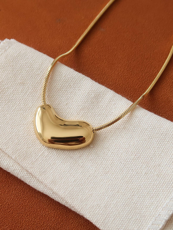 Louis Gold Non-Tarnish Puffy Heart Necklace