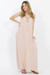 42POPS - ,.. V-NECK CAMI MAXI DRESS /w adjustable strap: L / LT GREY