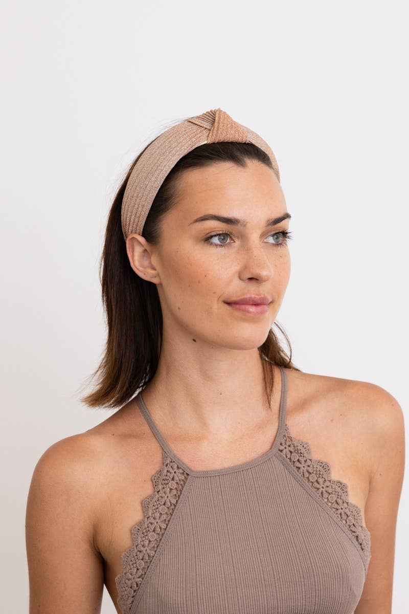 Pleated Shimmery Metallic Ombre Knotted Headband