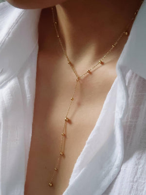 Flânerie by MAIQ - Brisse 18K Gold Non-Tarnish Dressy Beaded Y Lariat Necklace