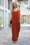 42POPS - ,.. V-NECK CAMI MAXI DRESS /w adjustable strap: M / LTGREEN