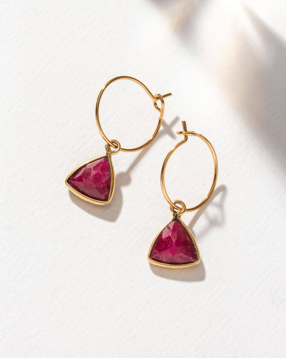 Ruby Bermuda Triangle Mini Hoop Earrings