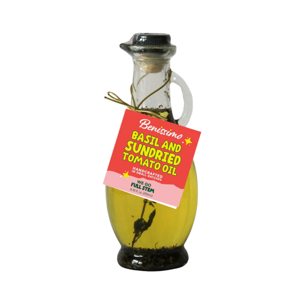 Benissimo / Hongar Farms / Lesley Elizabeth - Basil & Sundried Tomato EVOO Blend – 8.45 fl oz Cruet