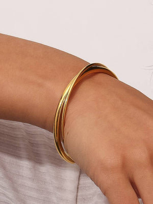 Flânerie by MAIQ - Rivoli 18K Gold Non-Tarnish Crossover Cuff Bracelet