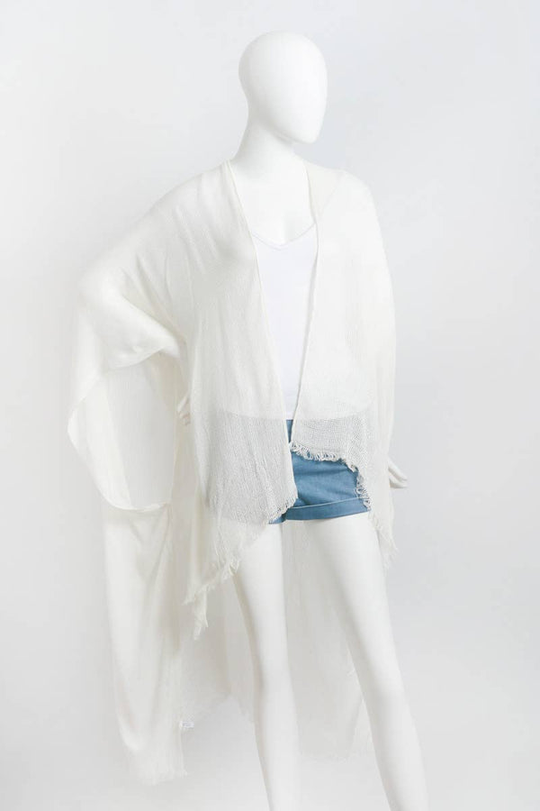 Leto Accessories - 🌻 Summer Style Staple: Colorful Frayed Trim Kimono