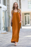 42POPS - ,,,,,...42POPS Maxi Dress w/ adjustable strap & pockets: L / MOCHA-119653