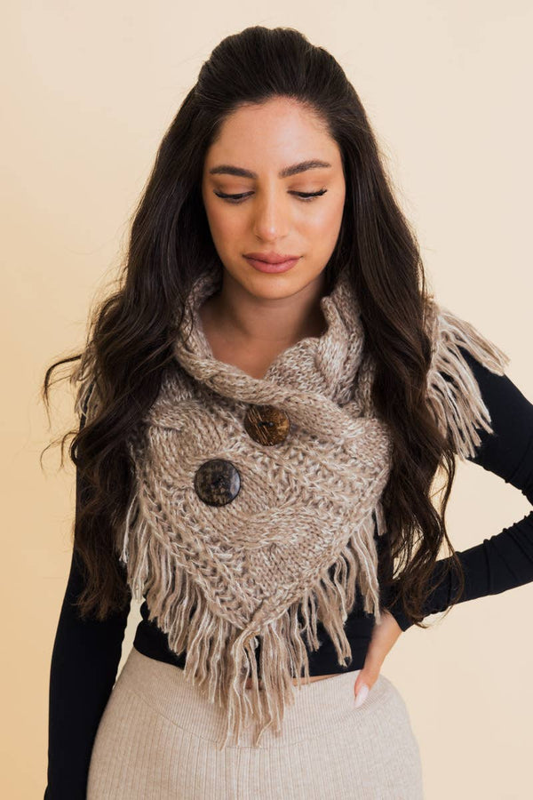 Leto Accessories - Heathered Shoulder Warmer With Coco Buttons: Lemon