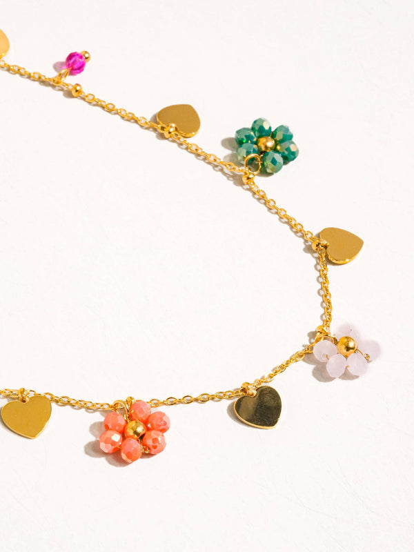 Melvin Non-Tarnish Flower & Hearts Necklace