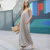 42POPS - ,,,,,...42POPS Maxi Dress w/ adjustable strap & pockets: L / MOCHA-119653