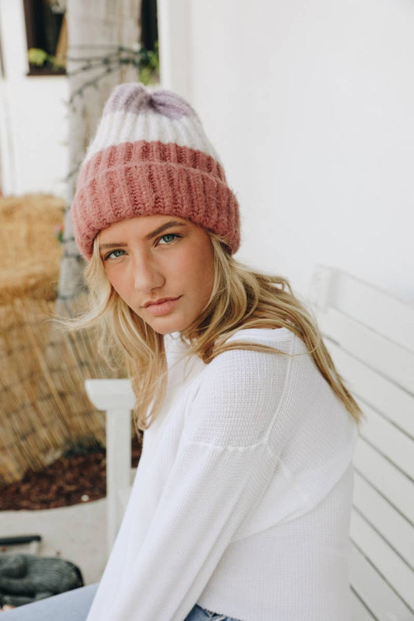 Cozy Color Block Wool Blend Knit Beanie