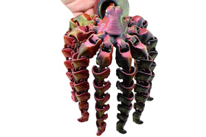 PowerTRC 3D Print - 3D Printed Large Articulated Octopus Fidget – Black Red Gold