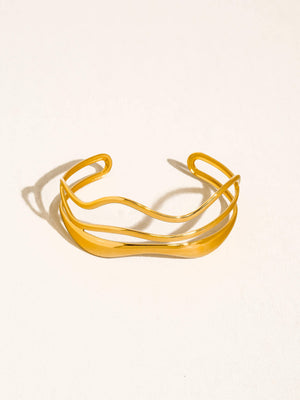 Delacour 18K Gold Non-Tarnish Wavy Cuff Bracelet