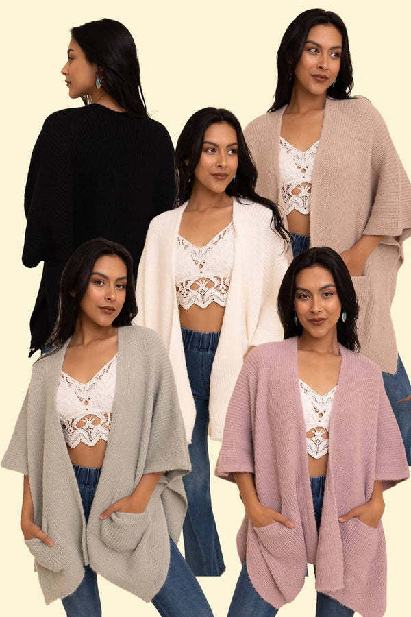 Chic Boucle Cardigan Poncho