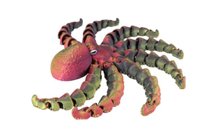 PowerTRC 3D Print - 3D Printed Large Articulated Octopus Fidget – Black Red Gold