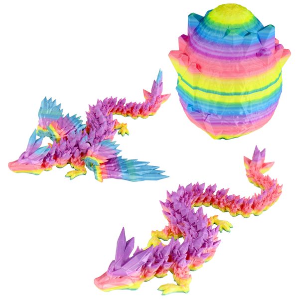 PowerTRC 3D Print - 3D Printed Articulated Crystal Dragon (Rainbow)