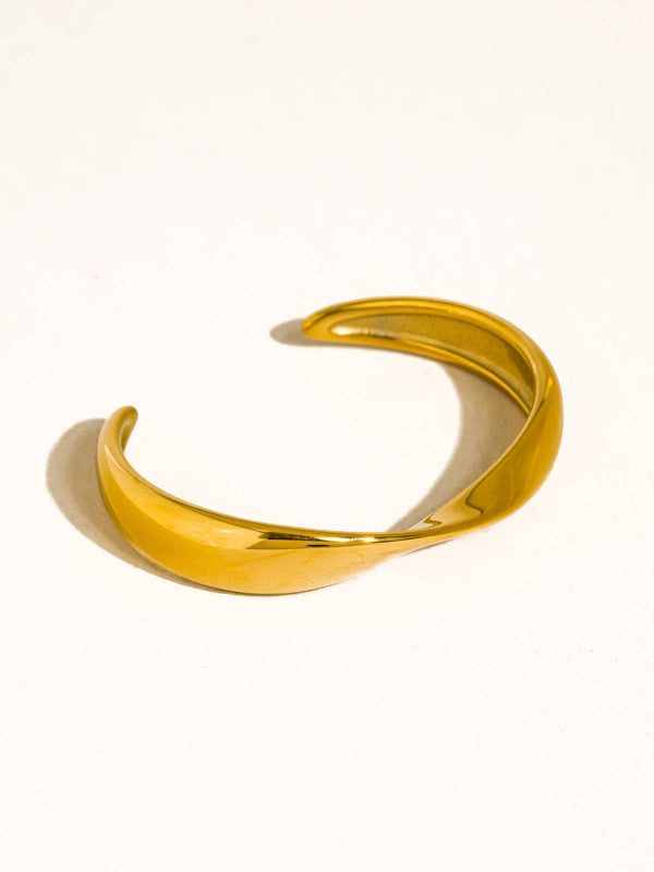 Fioren 18K Gold Non-Tarnish Sleek Twist Cuff Bracelet