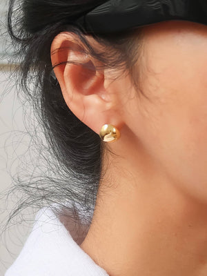 Helene Gold Non-Tarnish Small Dome Earrings