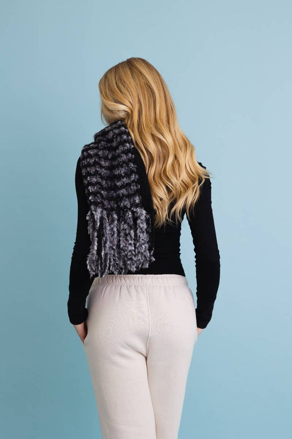 Black Ultra Soft Tassel Scarf