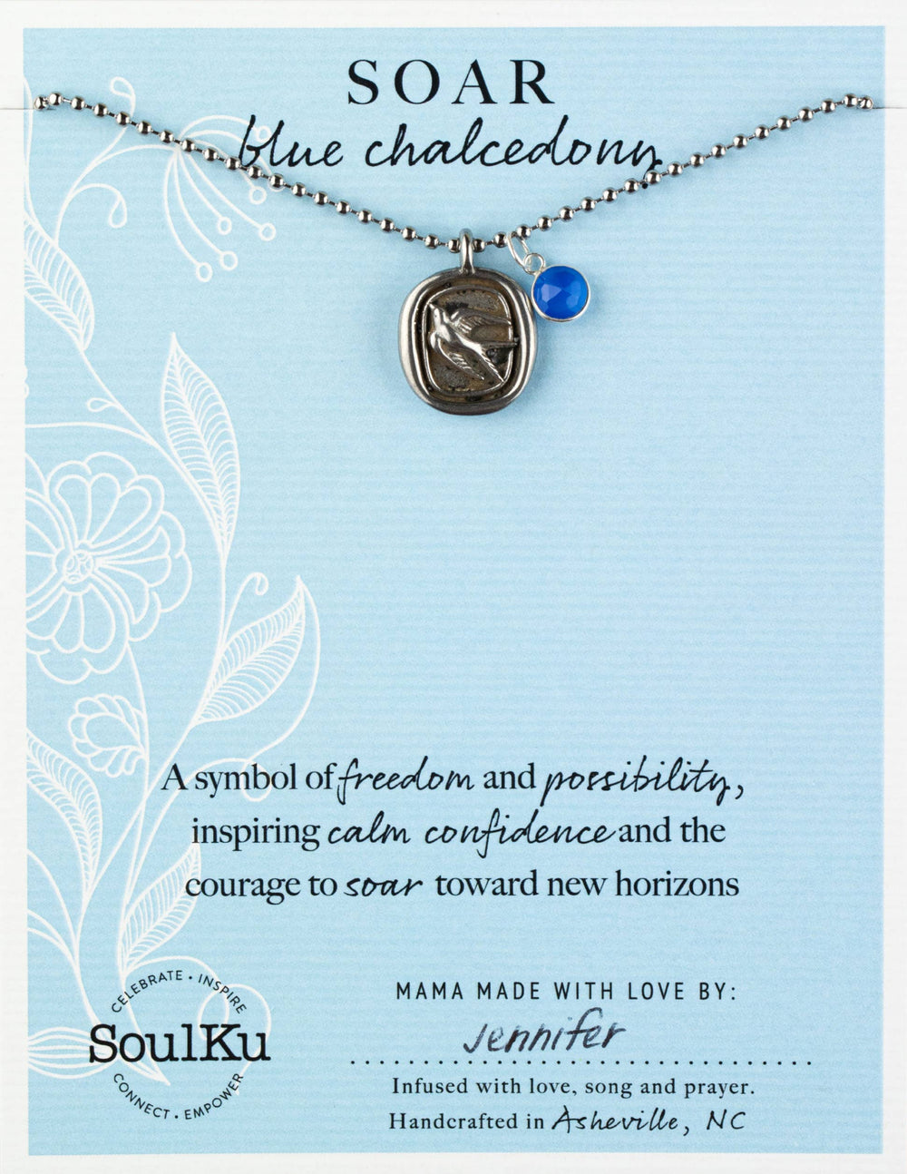 Charm Necklace Blue Chalcedony Soar