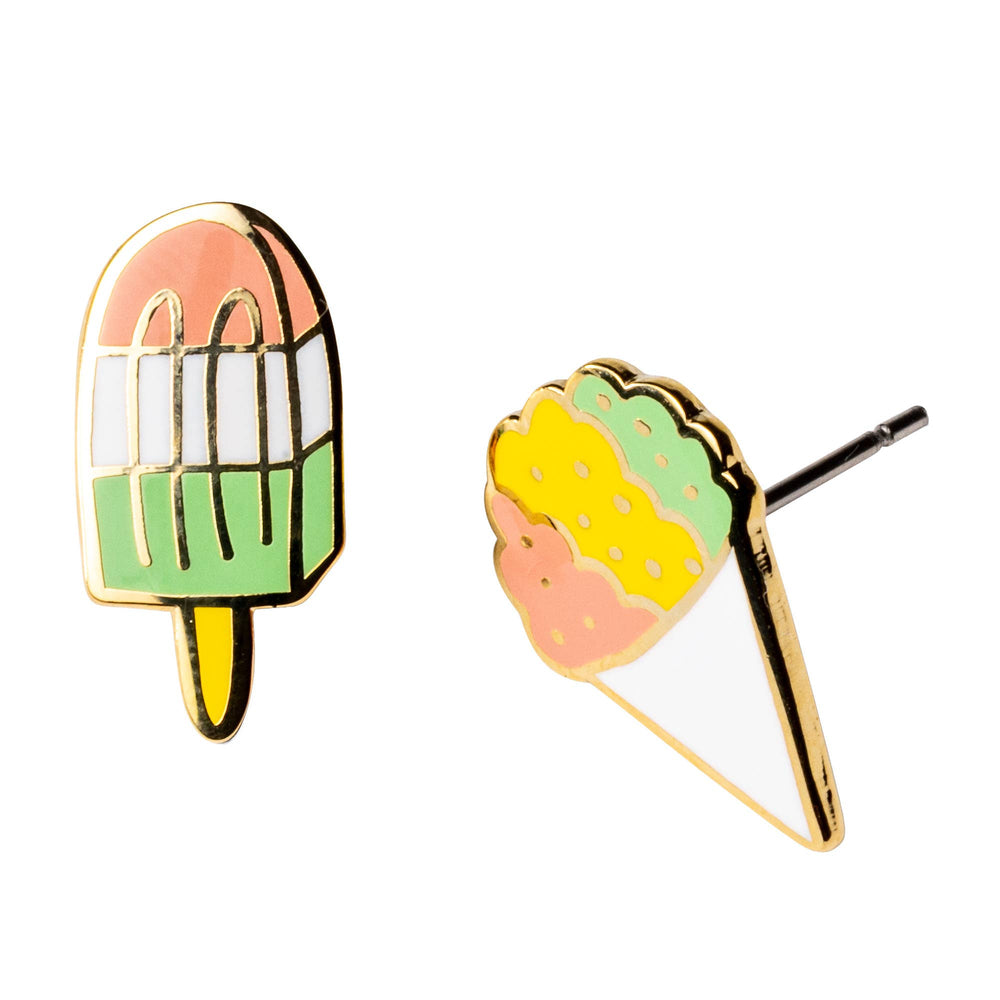 Yellow Owl Workshop - Sno Cone & Popsicle Earrings | Mismatched Gold Studs