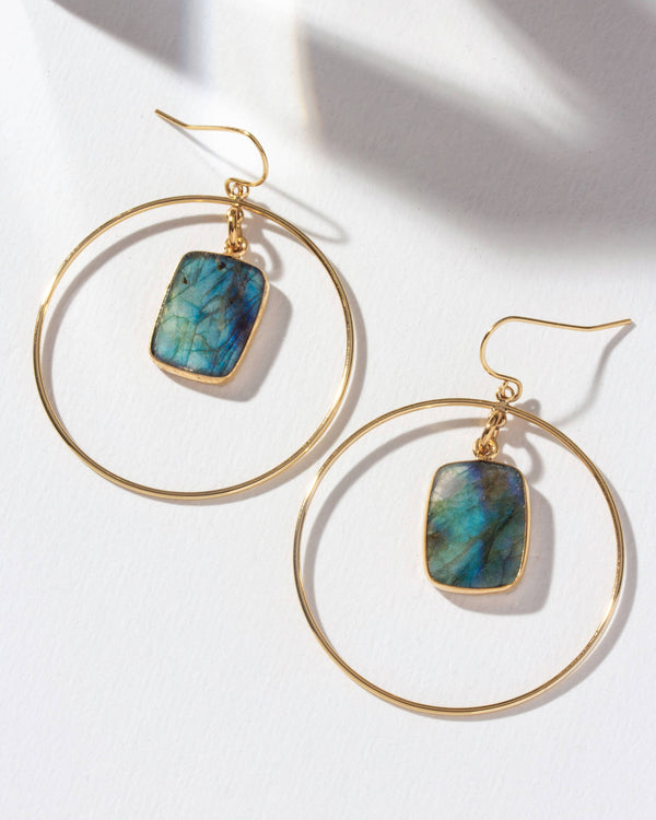 Labradorite Hoop Earrings