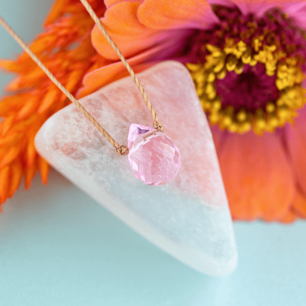 Bonus Mom Pink Petal Crystal Necklace