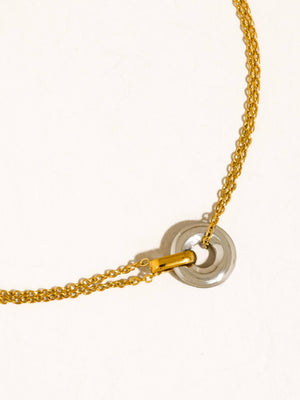 Flânerie by MAIQ - Brixton 18K Gold Non-Tarnish Two Tone Circle Necklace